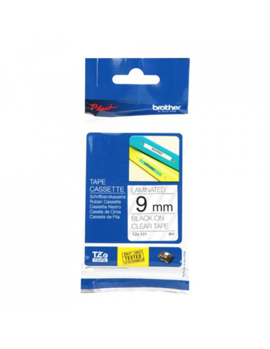HTZ Label Tape 9mm x 8.0M Black on Clear