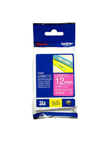 HTZ Label Tape 12mm x 5m White / Pink