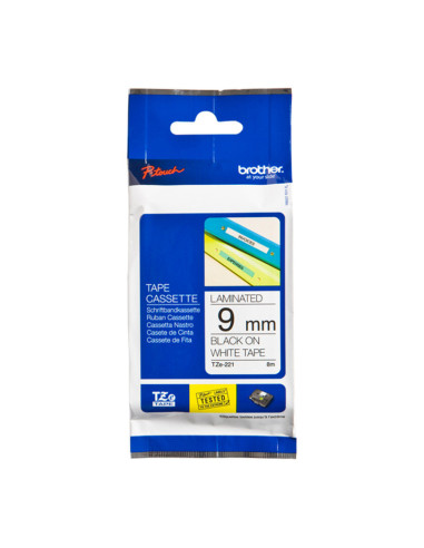 HTZ Label Tape 9mm x 8.0M Black on White